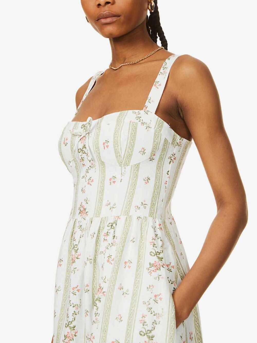 Reformation Maegan Midi Linen Dress Heath Floral 8 - Picture 5 of 13